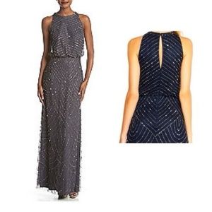 Adrianna Pappell Beaded Halter Neckline Dress NWT